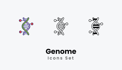 Genome Icons thin line and glyph vector icon stock illustration