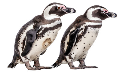 Naklejka premium A pair of penguins standing isolated