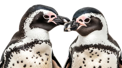 A pair of penguins standing isolated