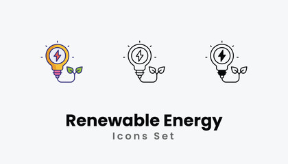 Renewable Energy Icons thin line and glyph vector icon stock illustration