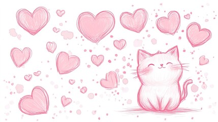Valentine card with cats and hearts