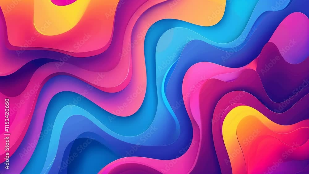Poster bright and vivid swirls of color move harmoniously, creating an energetic atmosphere. the blend of w