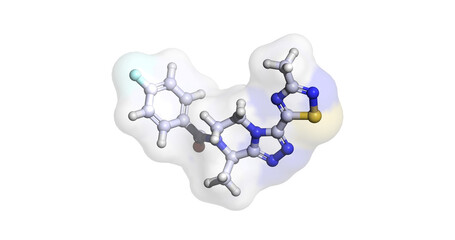 Fezolinetant, menopause/hot flashes drug, 3D molecule, 4K