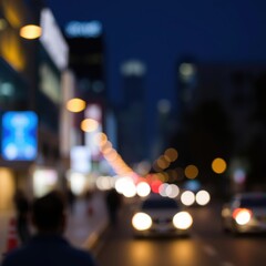bokeh blue of  City night light bokeh  defocused blur background  abstract bokeh light background bright   emotional harmonious vignette 