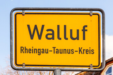 City limit sign Walluf - signage - Germany