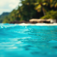 bokeh blue of  Water of tropical sea  abstract bokeh light background bright   emotional harmonious vignette 