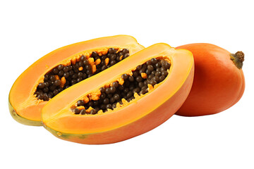 a papaya cut in half