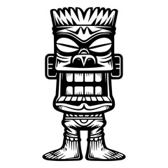 Unique tiki design showcasing an intricate mask with bold features and strong expression