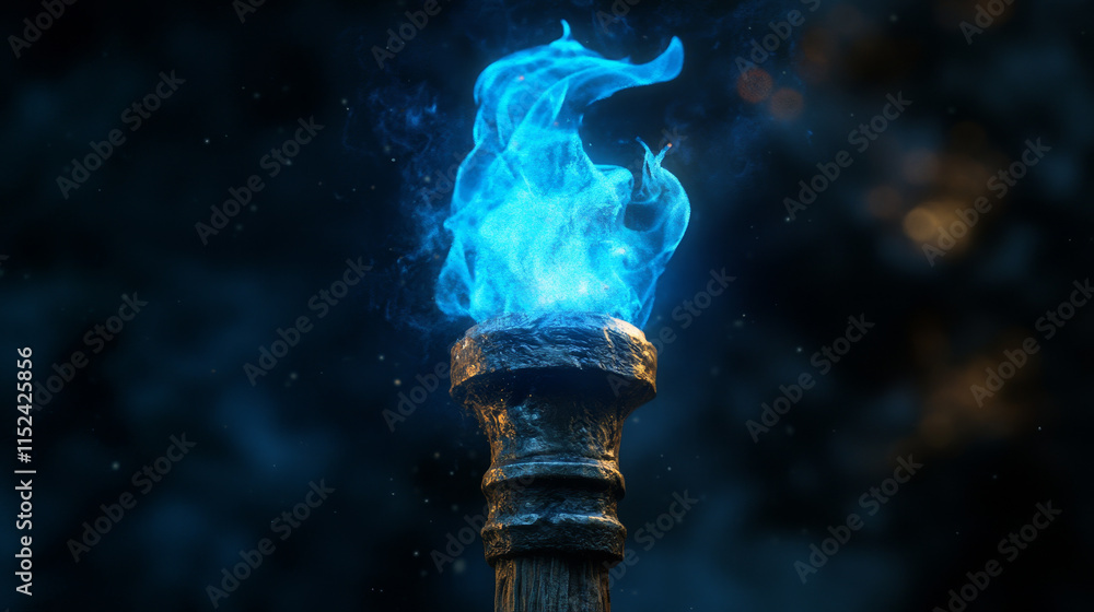 Poster burning fire on old torch for video game. vector cartoon animation sprite sheet with sequence of mag