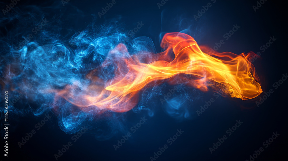 Poster dark black cloud smoke with fire vector effect. isolated realistic abstract explosion trail with bur