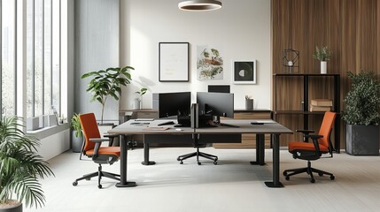 Modern office interiors embrace frosted glass panels, fostering collaboration and creativity in a sleek and professional work environment. 