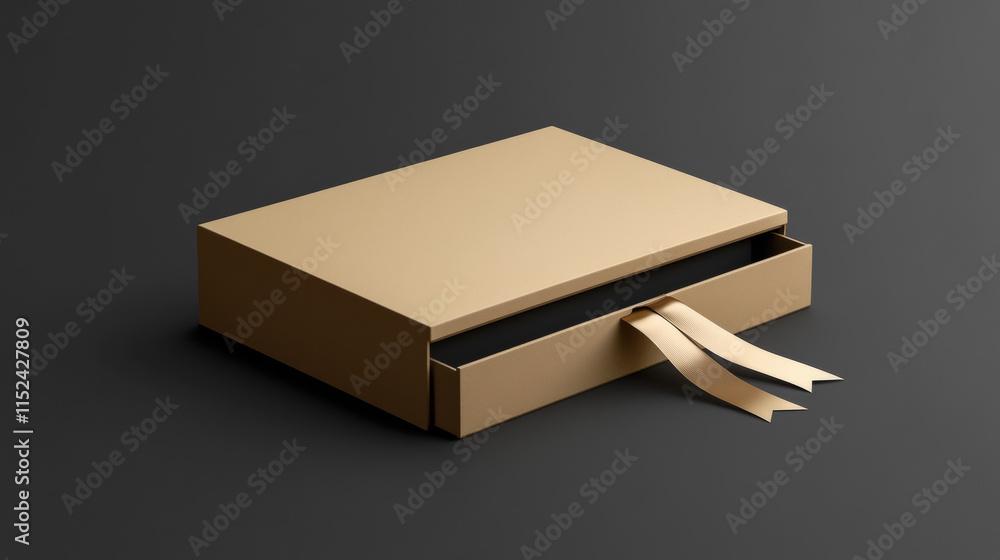 Poster white empty open slide box with ribbon puller. realistic vector illustration set of drawer shape car