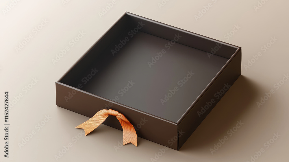 Poster white empty open slide box with ribbon puller. realistic vector illustration set of drawer shape car