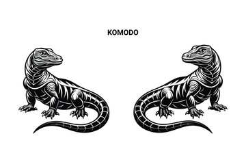 Editable Silhouette Komodo Isolated Vector Illustration