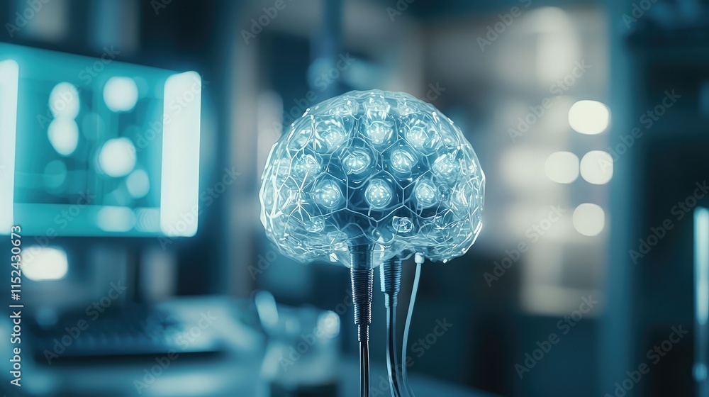 Poster futuristic representation of a brain with neural connections