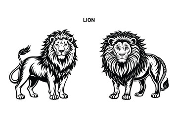 Editable Silhouette Lion Isolated Vector Illustration