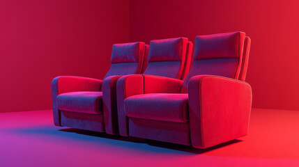 Cinema seat rows, movie theater chairs isolated on transparent background. Red comfortable armchairs in conference hall, opera or auditorium, premier showtime seating, Cartoon vector illustration