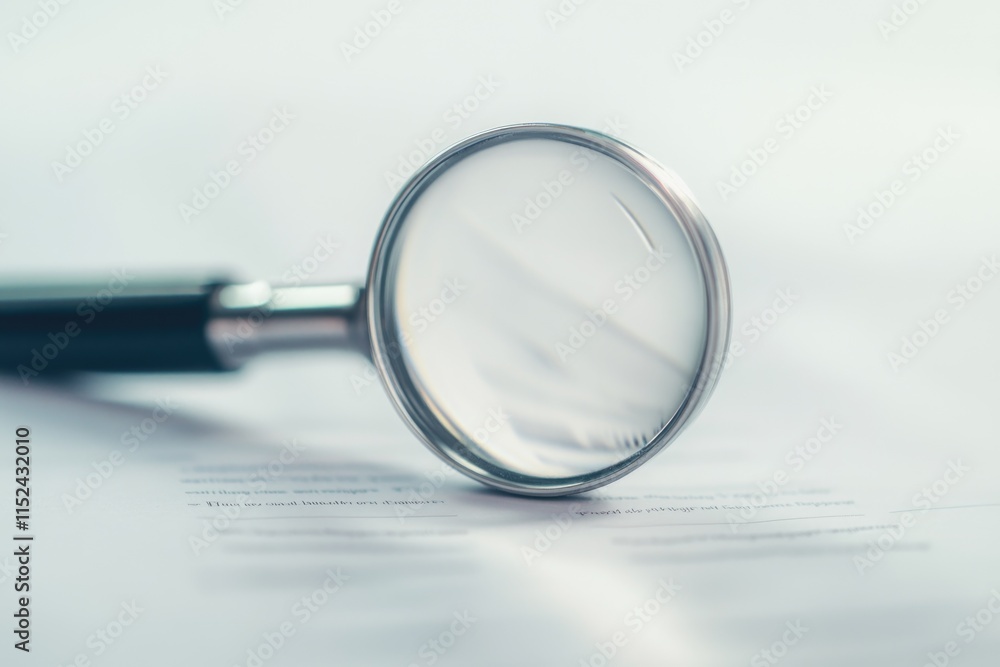 Poster a close-up image of a magnifying glass sitting on top of a piece of paper, ideal for use in educatio