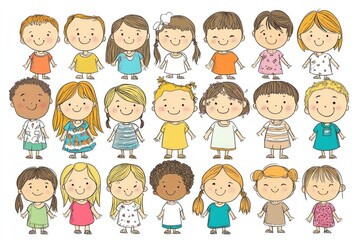 A group of kids with various hairstyles, great for diversity and inclusivity concepts