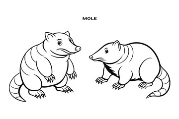 Editable Mole Isolated Outline Vector Illustration
