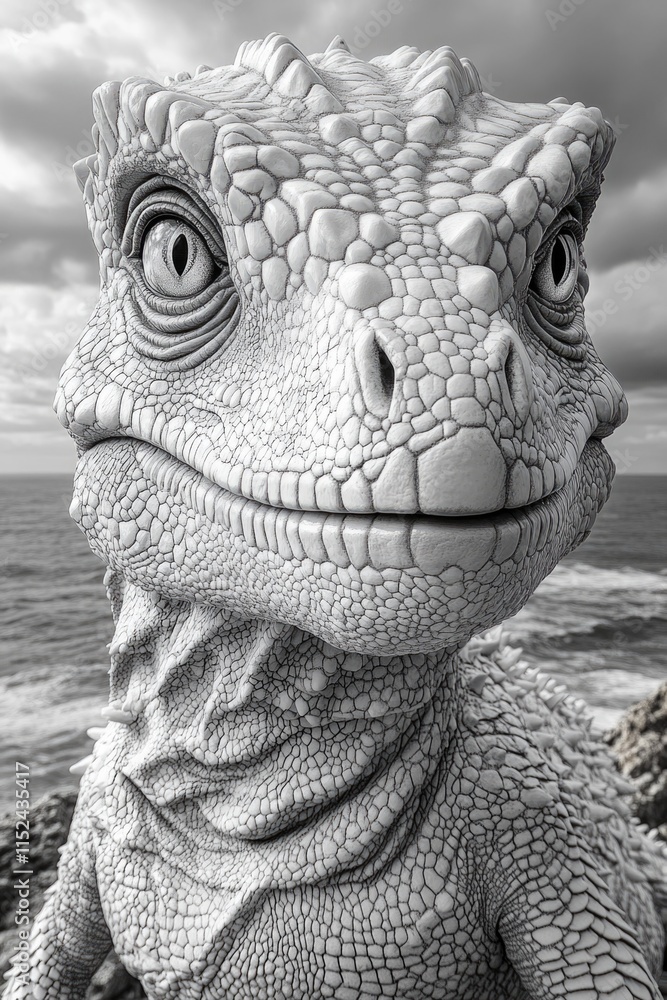 Aufkleber a detailed view of a statue featuring a lizard's image, suitable for use in illustrations, designs, 