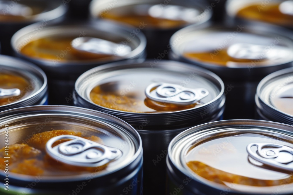 Poster a close-up shot of a group of cans of soda, perfect for use in promotional materials or product disp