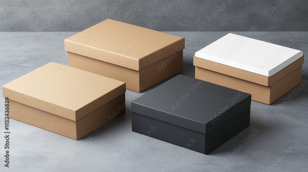 Poster open cardboard box in brown, white and black colors for storage and delivery of goods. empty carton 