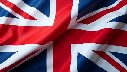 Fototapeta premium High-Resolution Union Jack Flag with Vibrant Colors and Realistic Fabric Folds