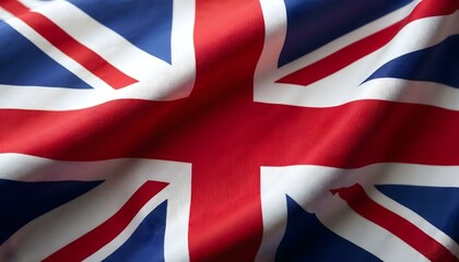 Fototapeta premium High-Resolution Union Jack Flag with Vibrant Colors and Realistic Fabric Folds