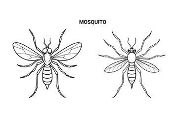 Editable Mosquito Isolated Outline Vector Illustration