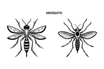Editable Silhouette Mosquito Isolated Vector Illustration