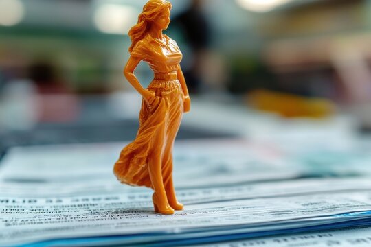Woman standing on top of newspaper column, possibly making a statement or expressing an opinion