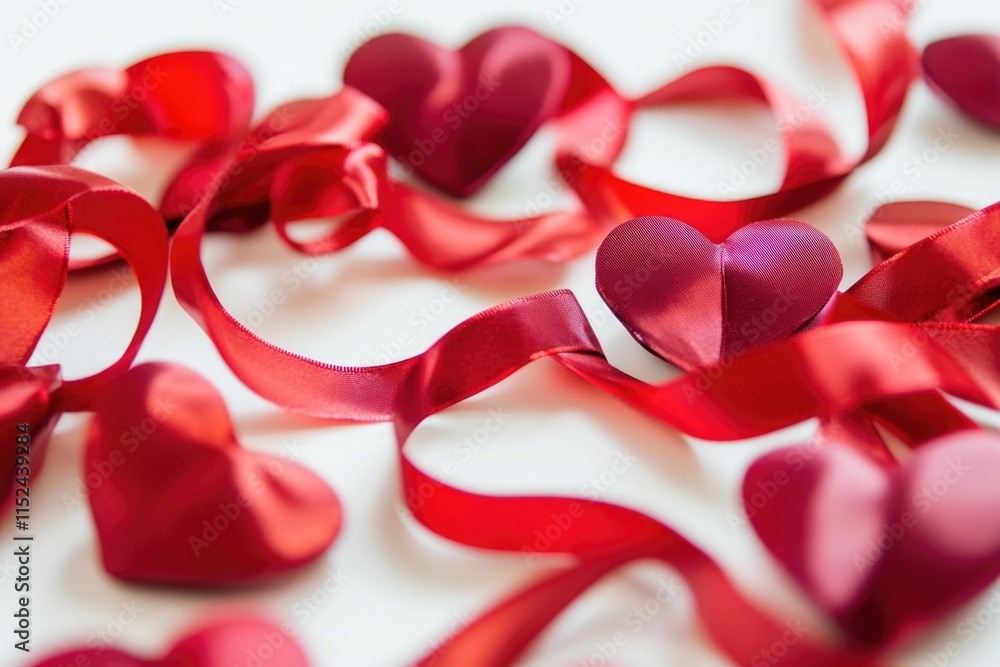 Aufkleber a detailed view of a collection of red hearts on a table, perfect for romantic or intimate settings