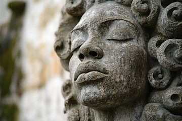 Obraz premium A detailed view of a woman's face sculpture, perfect for editorial or commercial use
