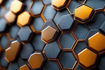 A cluster of stacked hexagonal shapes