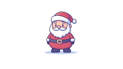 Children's drawing of Santa Claus in red coat and hat on pure white background New Year with holiday