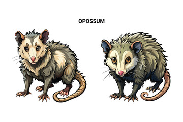 Customizable Opossum Isolated Vector Illustration