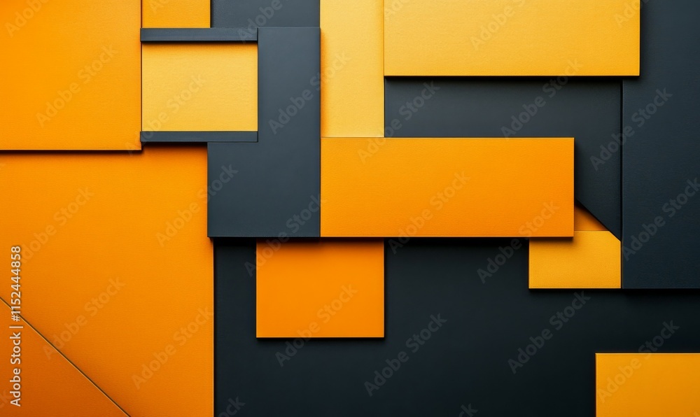 Poster 3d blocks of different shapes and sizes interlock to create a wall. orange and yellow business wallp
