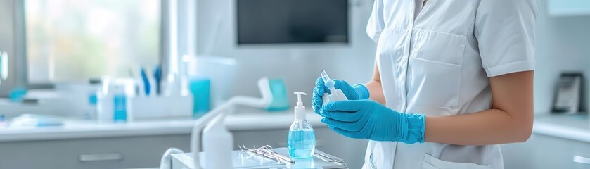 Lab Technician Preparing Solutions in Modern Medical Environment