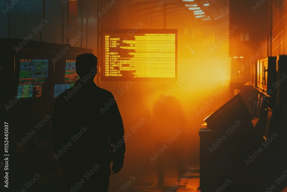 Poster a person sitting at a desk with a computer screen in focus, possibly working or learning