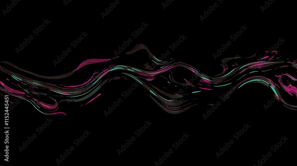 Aufkleber this vibrant 3d render presents an abstract background with curvy neon lines, creating a trendy wall