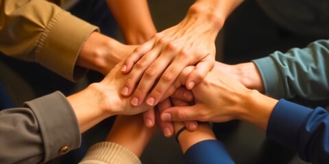 Obraz premium Business people joining hands showing teamwork and cooperation