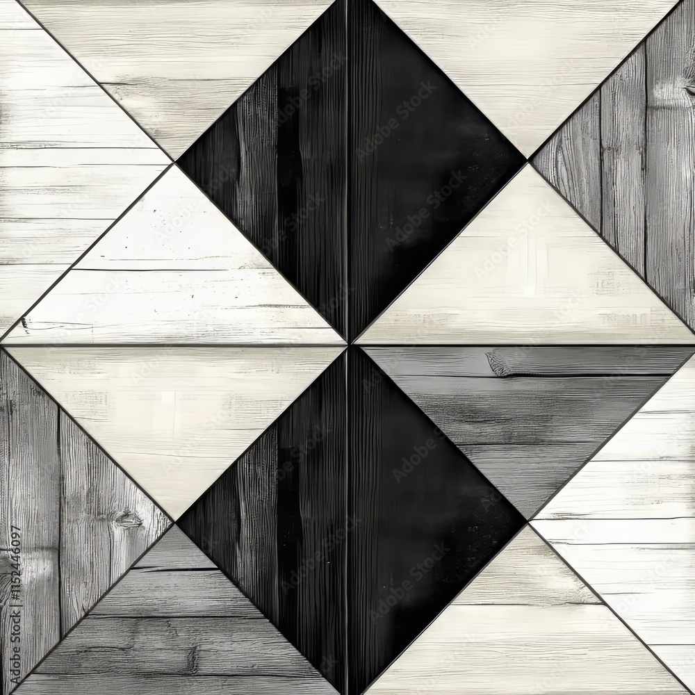 Poster modern abstract dynamic shapes are presented on a black and white background with a grainy paper tex