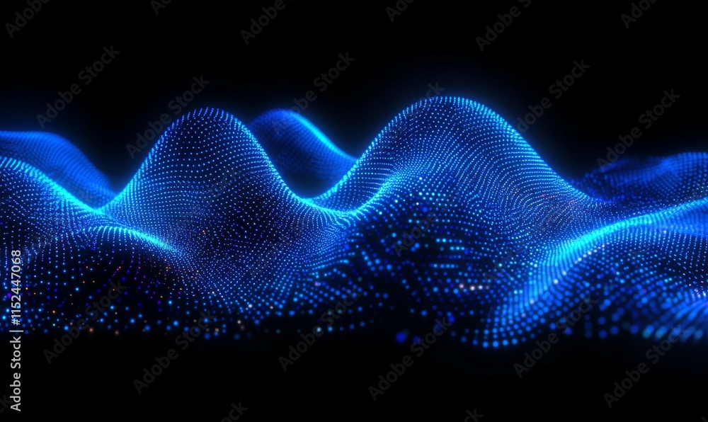 Poster abstract glowing blue digital network with connecting lines and particles. futuristic technology and