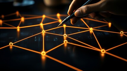 Obraz premium A digital artist works on Stock artwork on a tablet, illustrating the combination of creativity and technology, with the photo including space for copy.