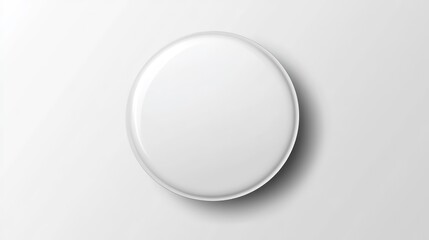 Glossy white circular pin badge isolated on transparent background