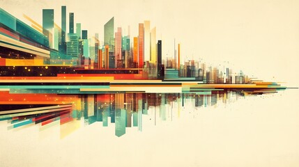 A captivating digital composition that integrates vintage typography, bold graphic lines, and abstract textures, achieving a layered, textured appearance. Set in a cinematic scene with 4K resolution.