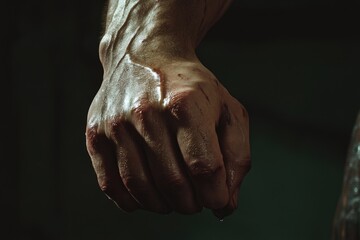 Fototapeta premium A person holds a knife in their hand