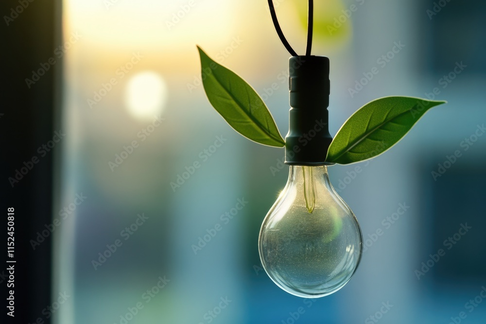Poster a unique image of a light bulb with a plant growing out of it, ideal for use in designs related to n