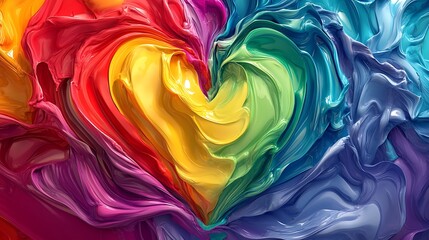 Fototapeta premium Mesmerizing rainbow wave patterns within heart shape image